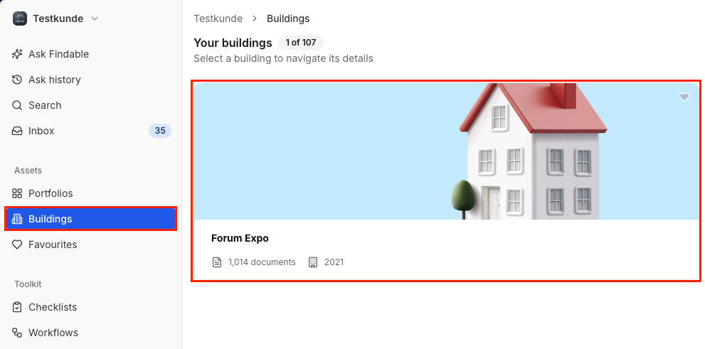Navigating to a building in Findable
