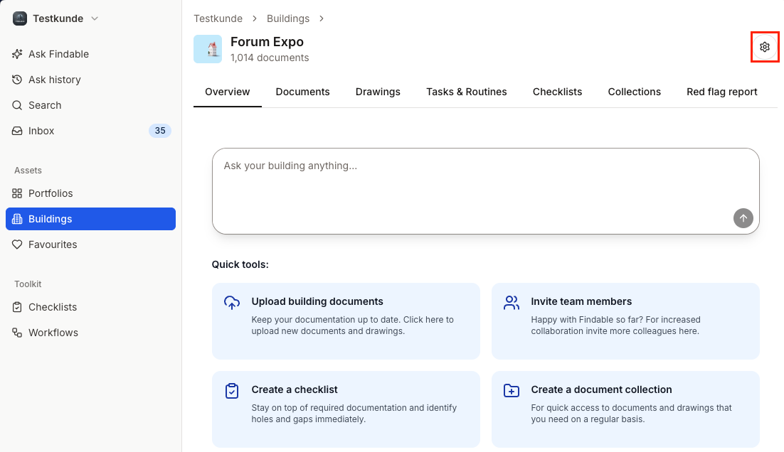 Building settings and integrations