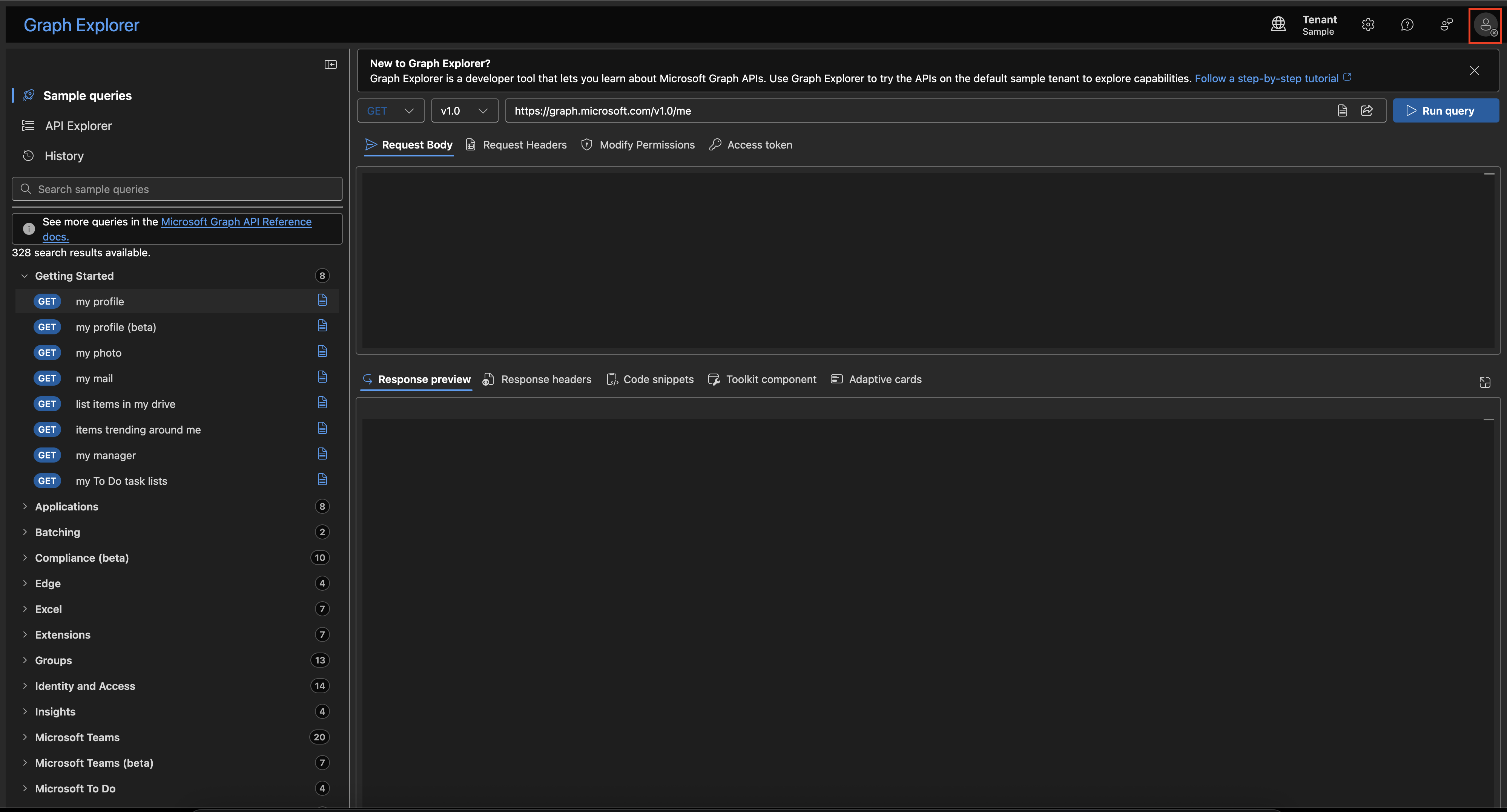 Graph Explorer sign-in