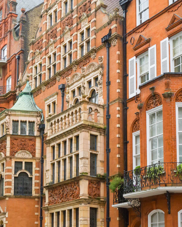 Row of brick residential buildings on a London street